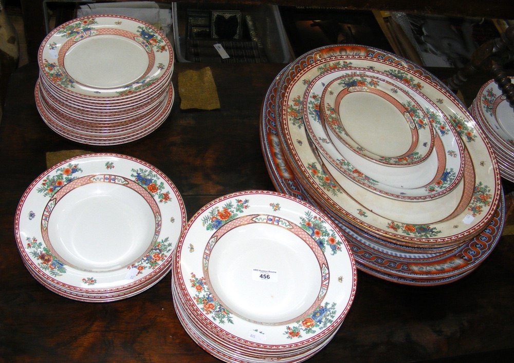 Selection of large Victorian transfer printed meat plates, part dinner service