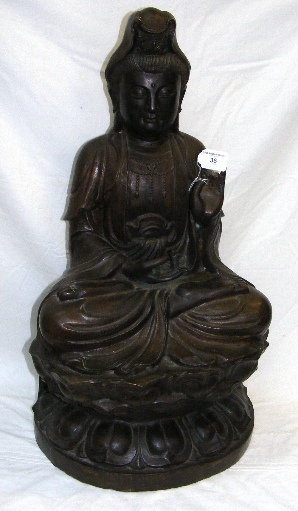 Very large seated bronze figure of Guan Yin - probably 19th century - 67cm high