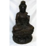 Very large seated bronze figure of Guan Yin - probably 19th century - 67cm high