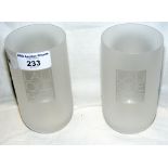 A pair of Lalique frosted glass tumblers - 13.5cm high