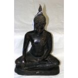 Antique Thai bronze figure of Buddha with traces of gilt remains - 35cm tall