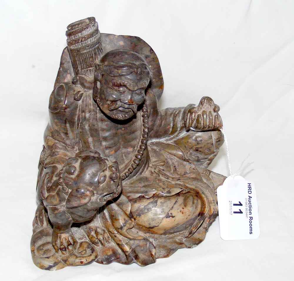 A Chinese soapstone lotus carving