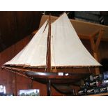 Antique style wooden pond yacht with sails