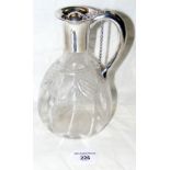 Victorian novelty silver mounted claret jug with ball on chain sealing mechanism - Sheffield