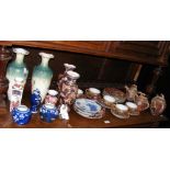 Large quantity of oriental ceramic ware, including vases