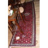 Antique Middle Eastern style runner with geometric border - 280cm x 77cm