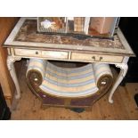 A painted French two drawer desk