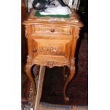 Antique French marble top pot cupboard on cabriole supports