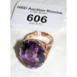 A large amethyst ring in 9ct gold setting