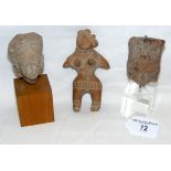 A Mauryan fertility figure, two mounted Kausumbi sandstone heads - Provenance: David Morris