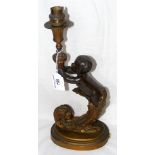 A gilt bronze cherub table lamp - 30cm high