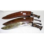 Pair of old Gurkha kukris from India - 52cm long
