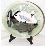 A Moorcroft Limited Edition plate No.213 of 350 - Swans - 26cm diameter - with mark to base