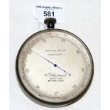 A surveying aneroid compensated barometer by Husbands Opticians, Melbourne - 9cm diameter