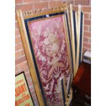 Decorative gilt framed folding screen with embroidery panels (for restoration)