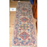 Middle Eastern style runner with geometric border - 225cm x 69cm