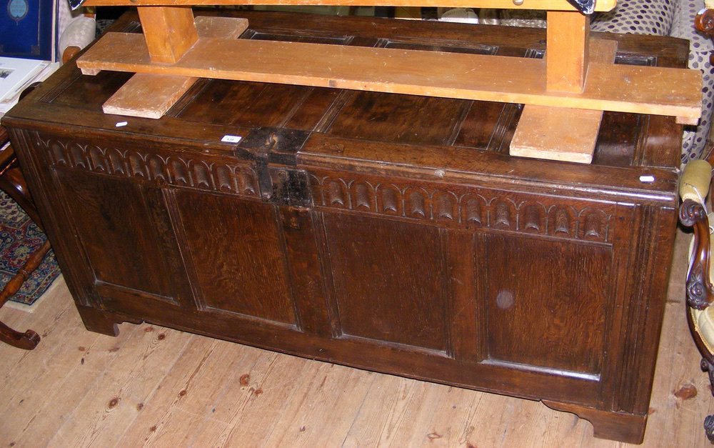 A period oak panelled coffer