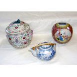 Oriental pot and cover, ginger jar, etc.