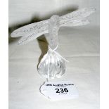 A Lalique frosted glass dragonfly ornament - 8.5cm high - with mark to base