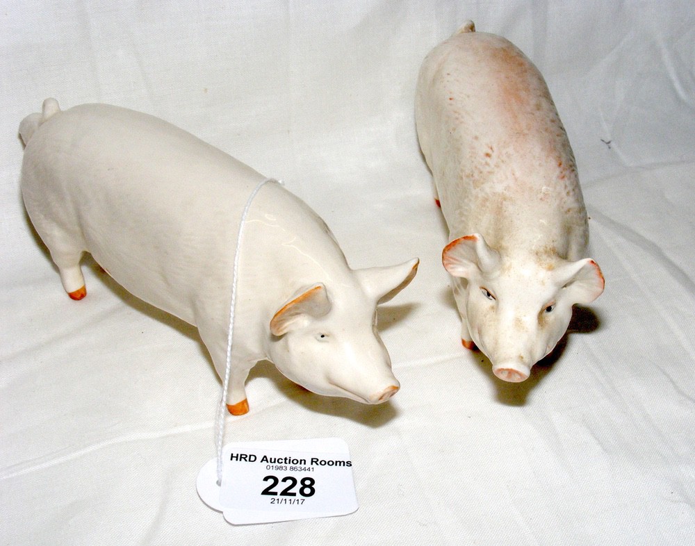 A Beswick pig ornament "Wallboy", together with one other