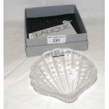 A Lalique frosted glass scallop ornament with original box