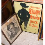 A French advertising poster, together with a Soldier picture - signed in pencil