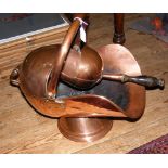 Antique copper coal helmet with scuttle