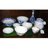 Selection of oriental ceramic ware, including tea bowls, vase, etc.