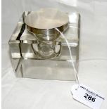 A large silver mounted and cut glass inkwell