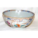 Antique Chinese ceramic bowl with floral and domestic decoration - 20cm diameter