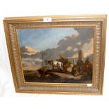 CIRCLE OF WOUWERMAN PHILIPS - an oil on panel depicting smugglers - bearing label to the reverse and