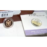 A "2010 Birthday Gold Half Sovereign Coin" with certificate