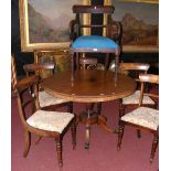 A Regency breakfast table, together with six chairs (upstairs)