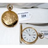 A gent's 18ct gold full hunter pocket watch with enamel dial - 133g