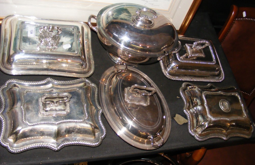 Six silver plated tureens