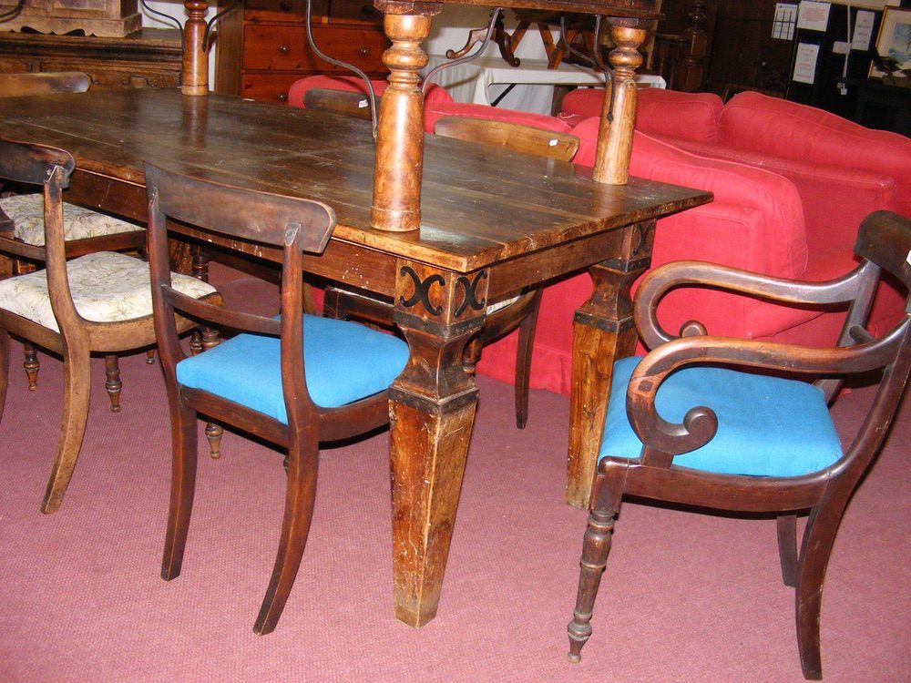 Six antique dining chairs