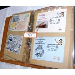 Album containing First Day Covers - some Benham - with nautical and royal theme