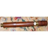A large antique leather bound and brass telescope by W Ottway & Co. - No.9692 - 60cm unextended