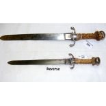 A Scottish hunting knife with horn and silver handle - 42cm long