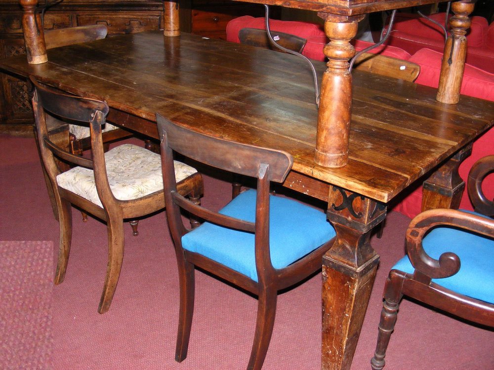 A hardwood dining table