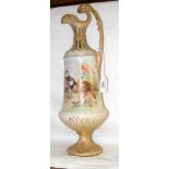 A Royal Worcester style jug with hand painted decoration of red legged Partridges