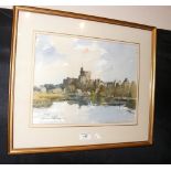 EDWARD WESSON - a watercolour of Windsor Castle - 27cm x 36cm - signed