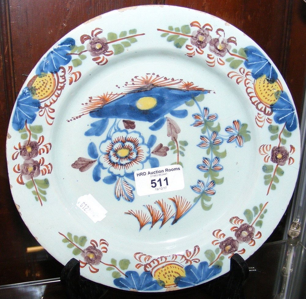 An early English Delft plate - probably London - circa 1750 - 22cm diameter