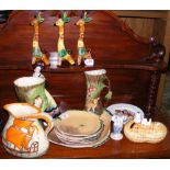 Various collectable ceramic ware, including Shorter & Son fish plates, Wadeheath sailing jug