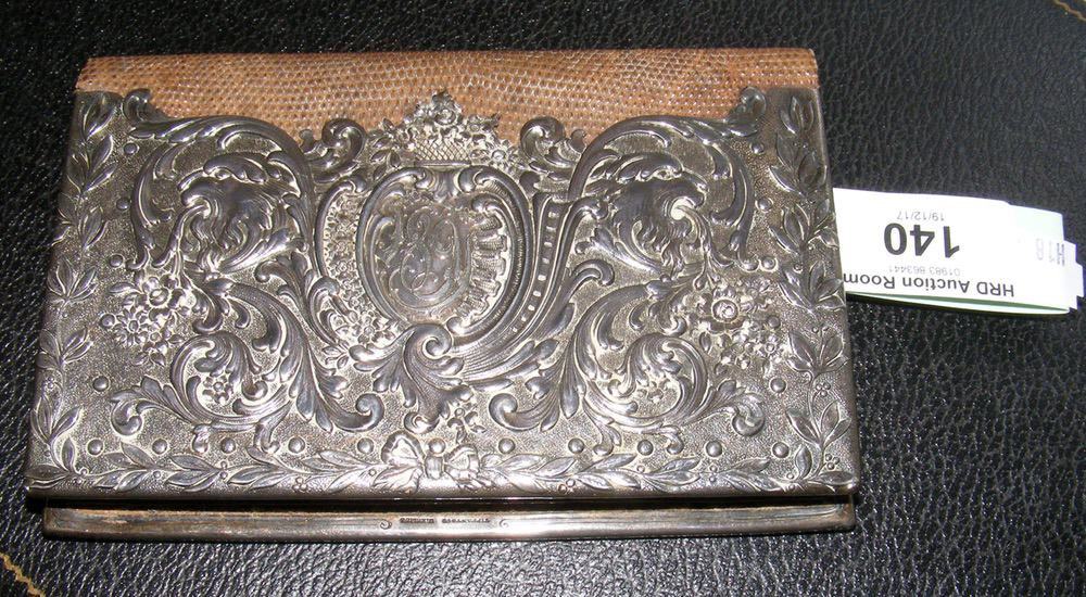 A Tiffany sterling mounted wallet - dated 1891 - 14cm x 9cm