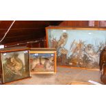 Stuffed and mounted Owl montage in glazed case, together with one of Mongoose and Snake and