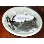 A Moorcroft Limited Edition plate No.213 of 350 - Swans - 26cm diameter - with mark to base