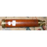 An antique wooden and brass four draw telescope by J W Watkins, London - 108cm fully extended
