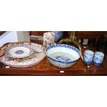 A 37cm diameter Satsuma charger, together with other oriental ceramic ware