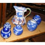 Oriental ginger jars and covers, jug, etc.